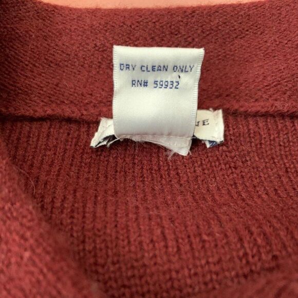 Vintage Weathervane Button Down Collared Maroon 100% Wool Cardigan Size Medium - Picture 7 of 8